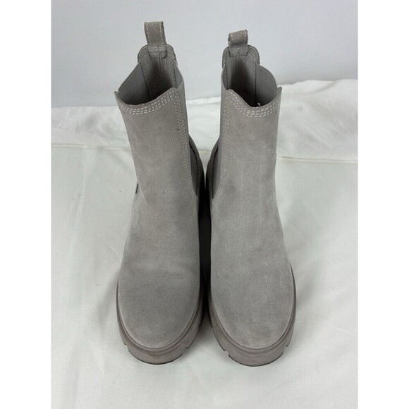 Steve Madden Hylan Haylan Boot Booties Light Grey Suede 8 Lug Sole - Picture 10 of 10